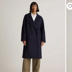 Quince Italian Wool Double Breasted Slouch Coat - Cadet Blue